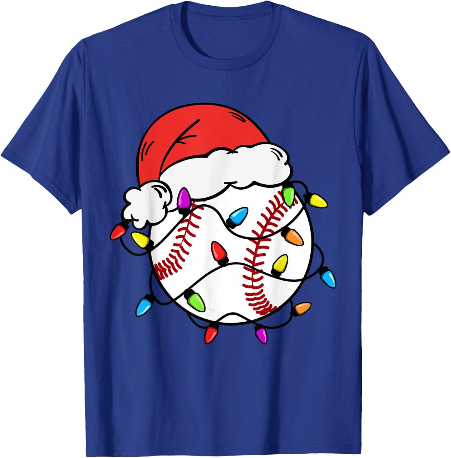 Baseball Santa Claus Hat Christmas Light Baseball Boys Kids T-Shirt - T-Shirt | Royal