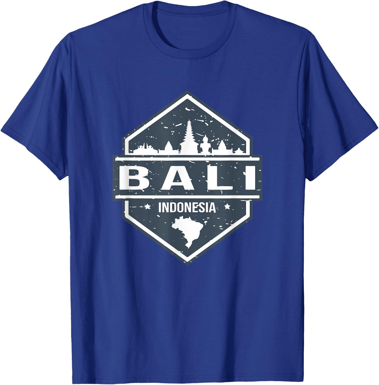 Bali Indonesia Design With Bali Island And Silhoutte of City T-Shirt - T-Shirt | Royal