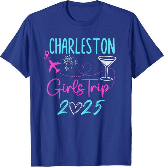 Charleston Girls Trip 2025 Vacation Matching Bachelorette T-Shirt - T-Shirt | Royal