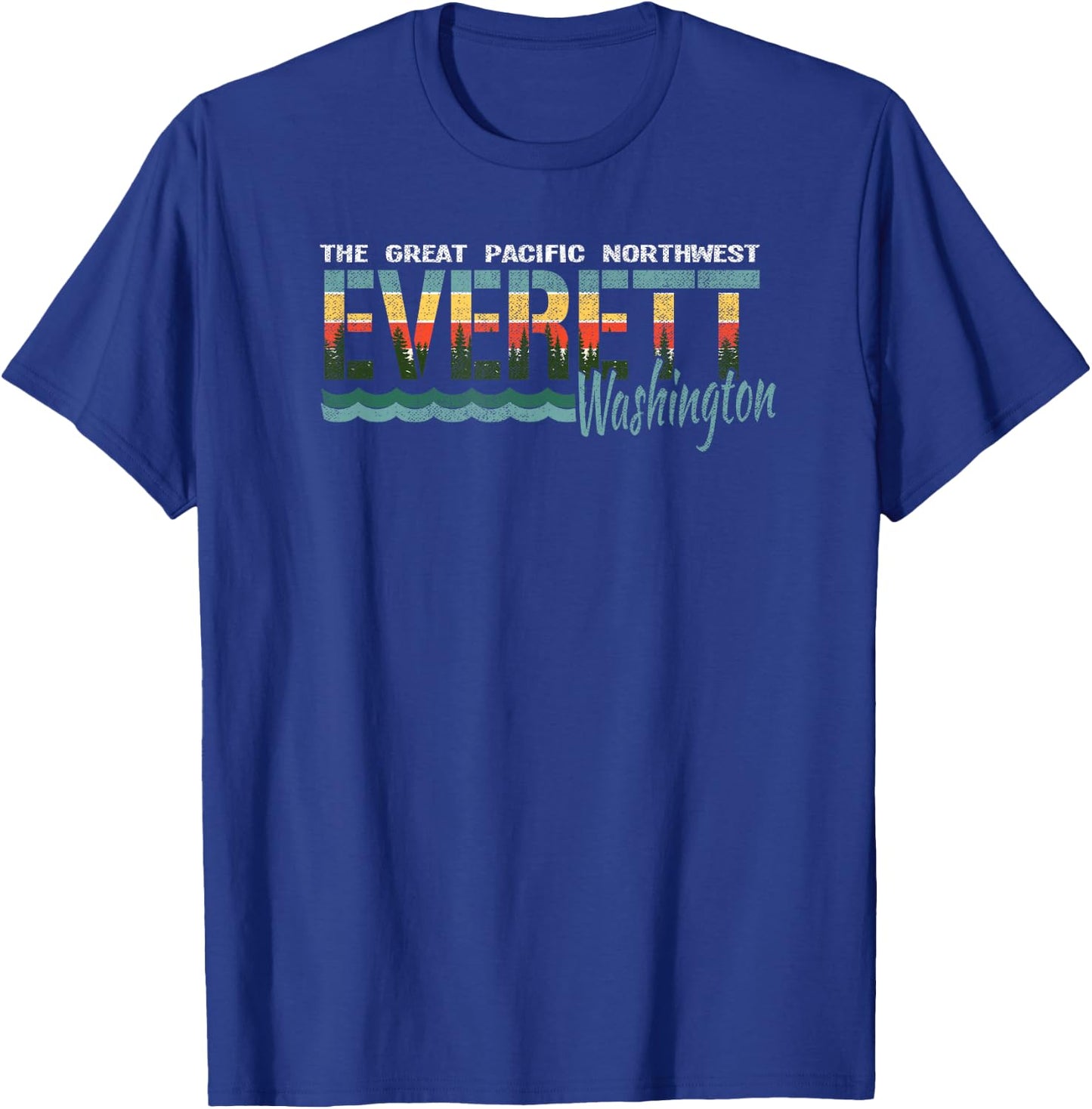 Distressed Retro Everett WA Pacific Northwest Shirt PNW T-Shirt - T-Shirt | Royal
