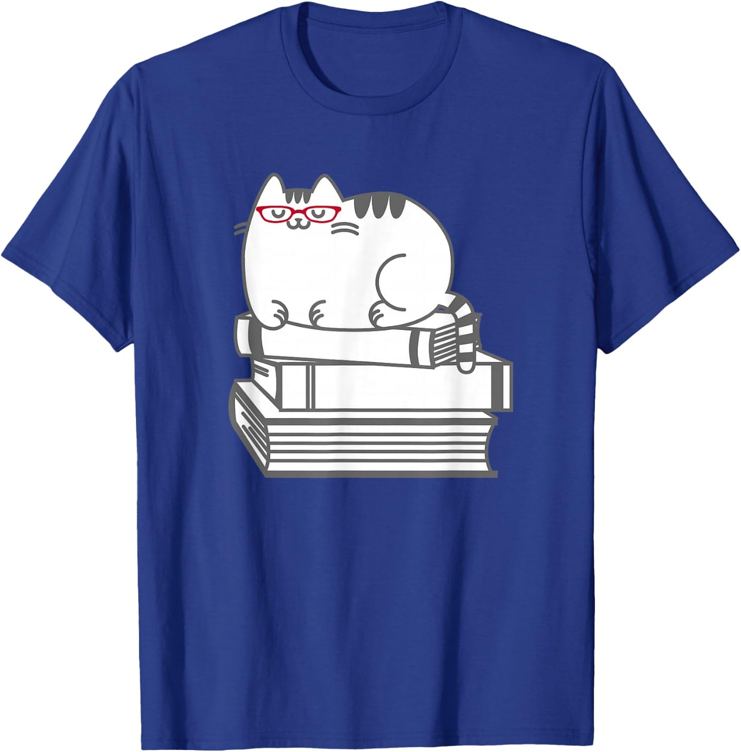 Cute Book Nerd Cat - Funny Nerdy Kitten Shirt T-Shirt - T-Shirt | Royal
