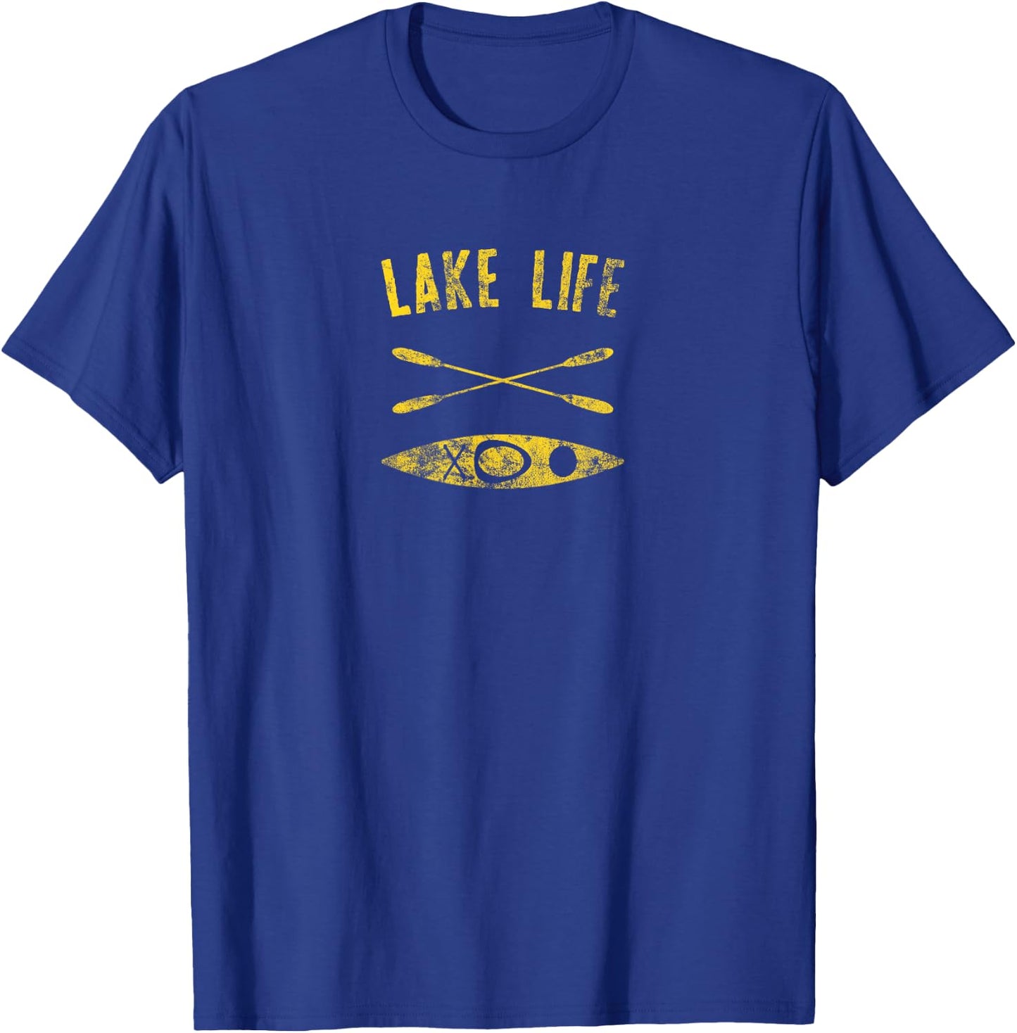 Lake Life Boater and Kayak Distressed Graphic T-Shirt - T-Shirt | Royal