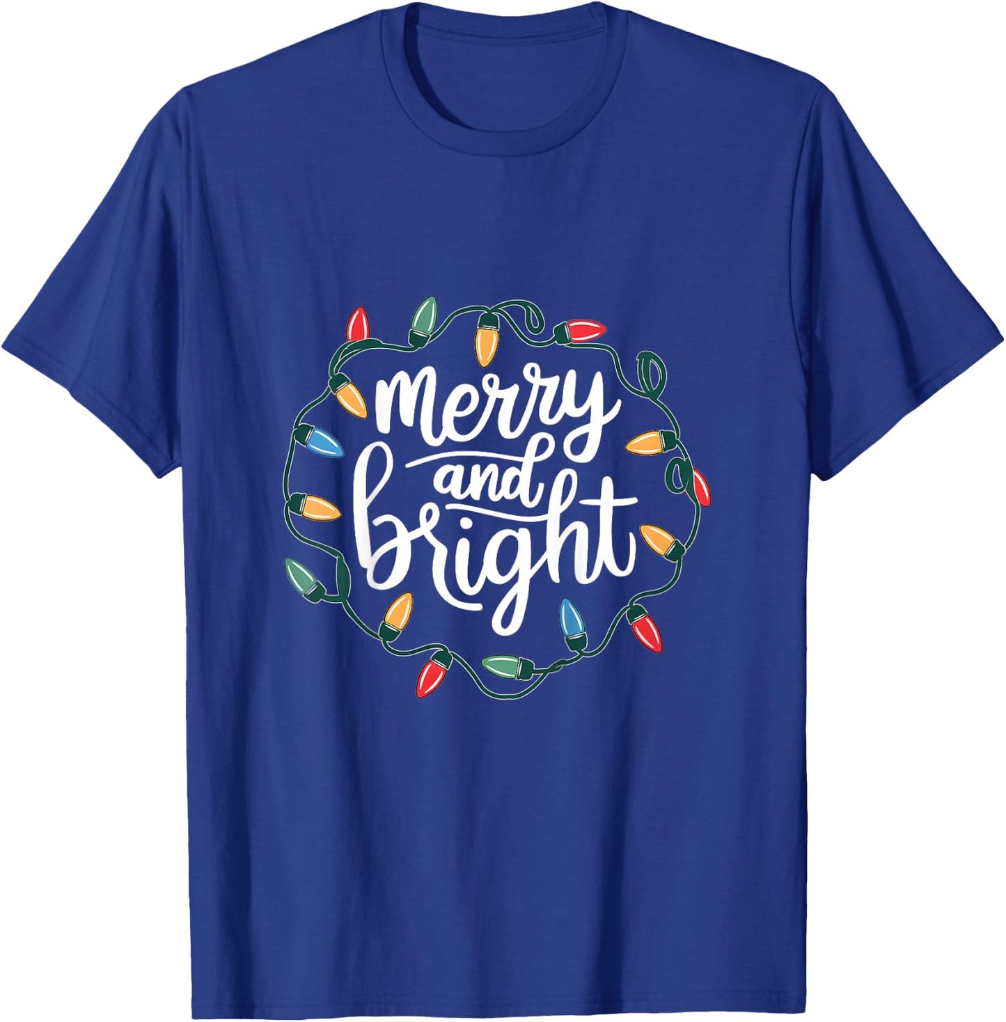 Kids Girls Merry And Bright Shirt Kids Little Girl Christmas T-Shirt - T-Shirt | Royal