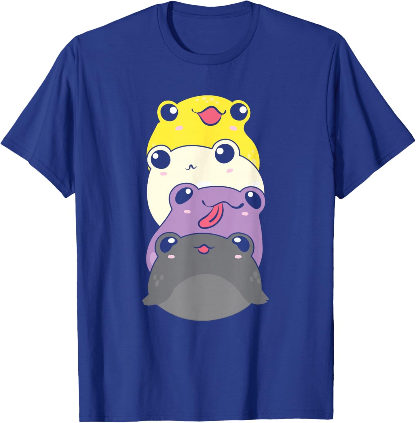 Nonbinary Flag Color Cute Frogs Subtle Enby Pride T-Shirt - T-Shirt | Royal