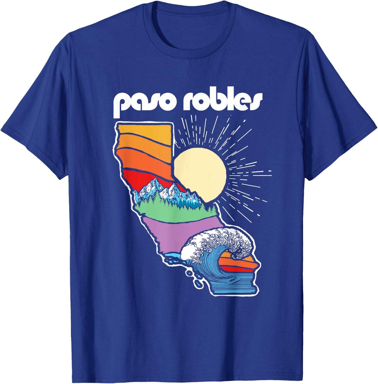 Paso Robles California Outdoors Retro Nature Graphic T-Shirt - T-Shirt | Royal