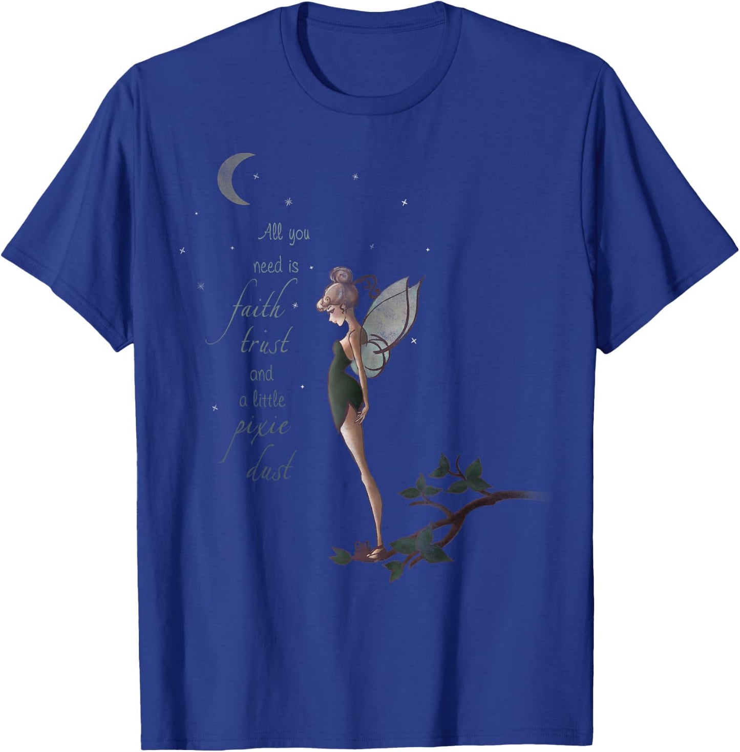 Disney Peter Pan Tinker Bell Moon Quote Art Graphic T-Shirt - T-Shirt | Royal