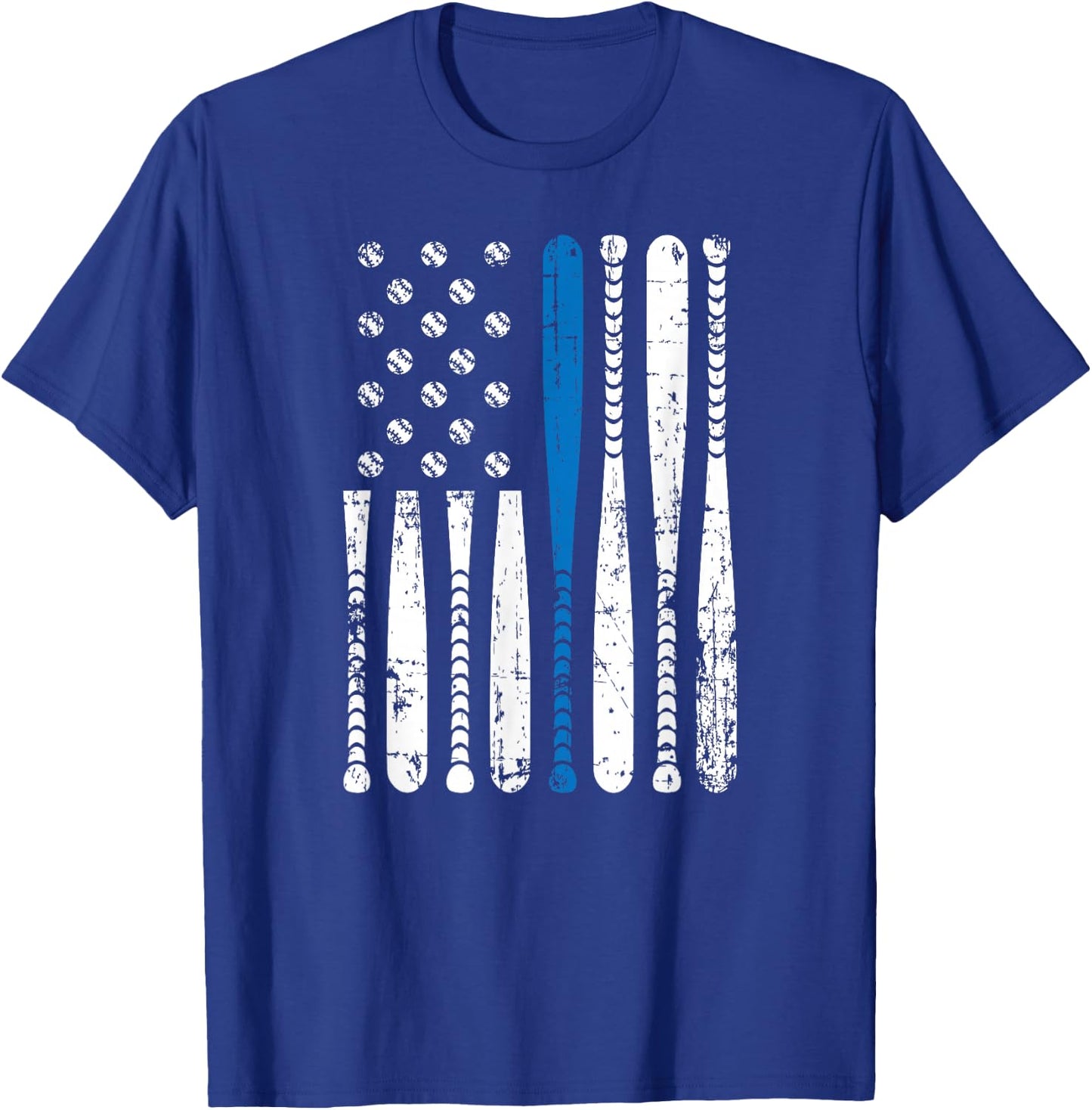 Thin Blue Line LEO USA Flag Police Support Baseball Bat T-Shirt - T-Shirt | Royal
