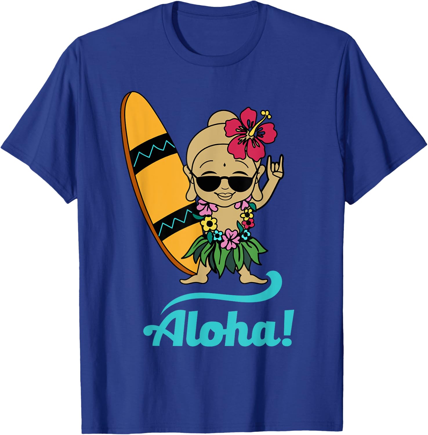 Hawaiian Surfing Buddha Aloha Hawaii Beach Yoga T-Shirt - T-Shirt | Royal