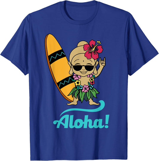Hawaiian Surfing Buddha Aloha Hawaii Beach Yoga T-Shirt - T-Shirt | Royal
