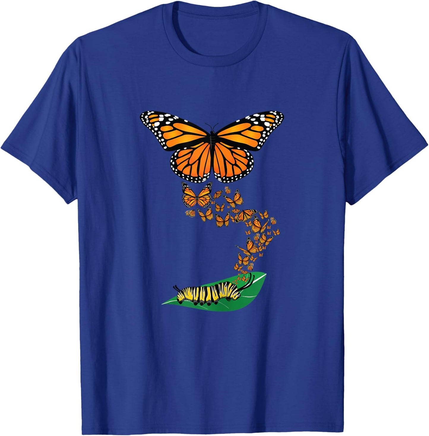 Colorful Caterpillar to Monarch Butterfly Metamorphosis Gift T-Shirt - T-Shirt | Royal