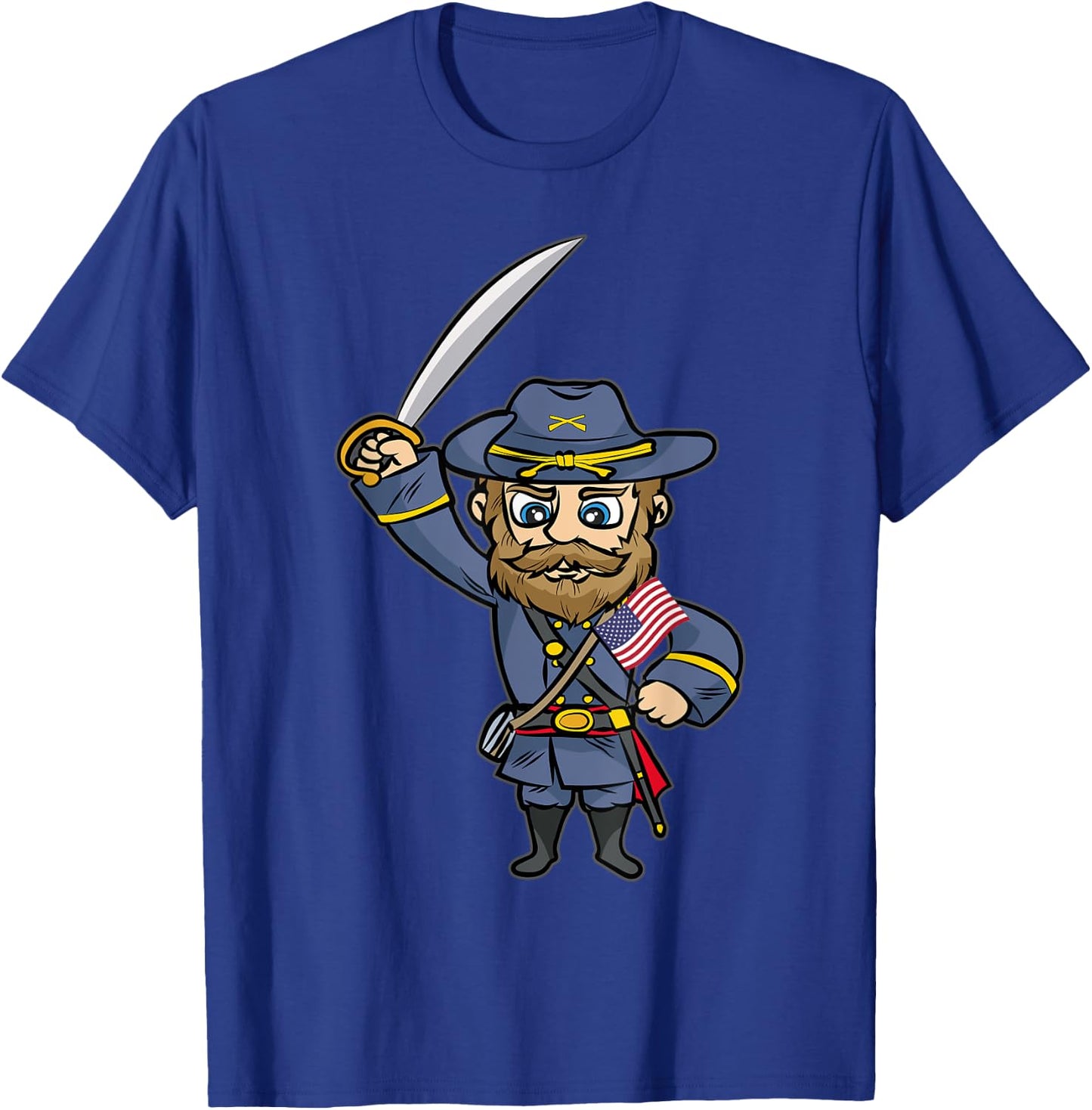Civil War Soldier | Union General Cartoon Gift Comic T-Shirt - T-Shirt | Royal