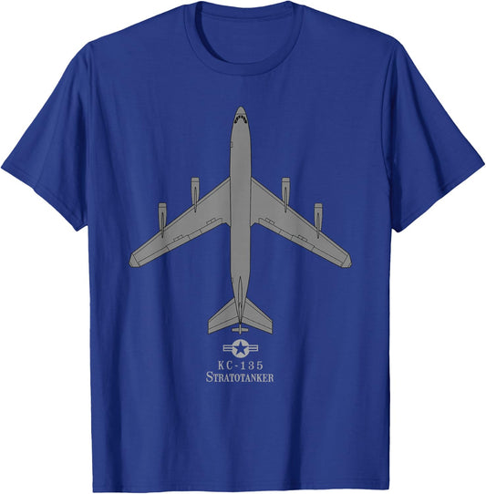 KC-135 Stratotanker Tech Drawing Military Airplane T-Shirt - T-Shirt | Royal