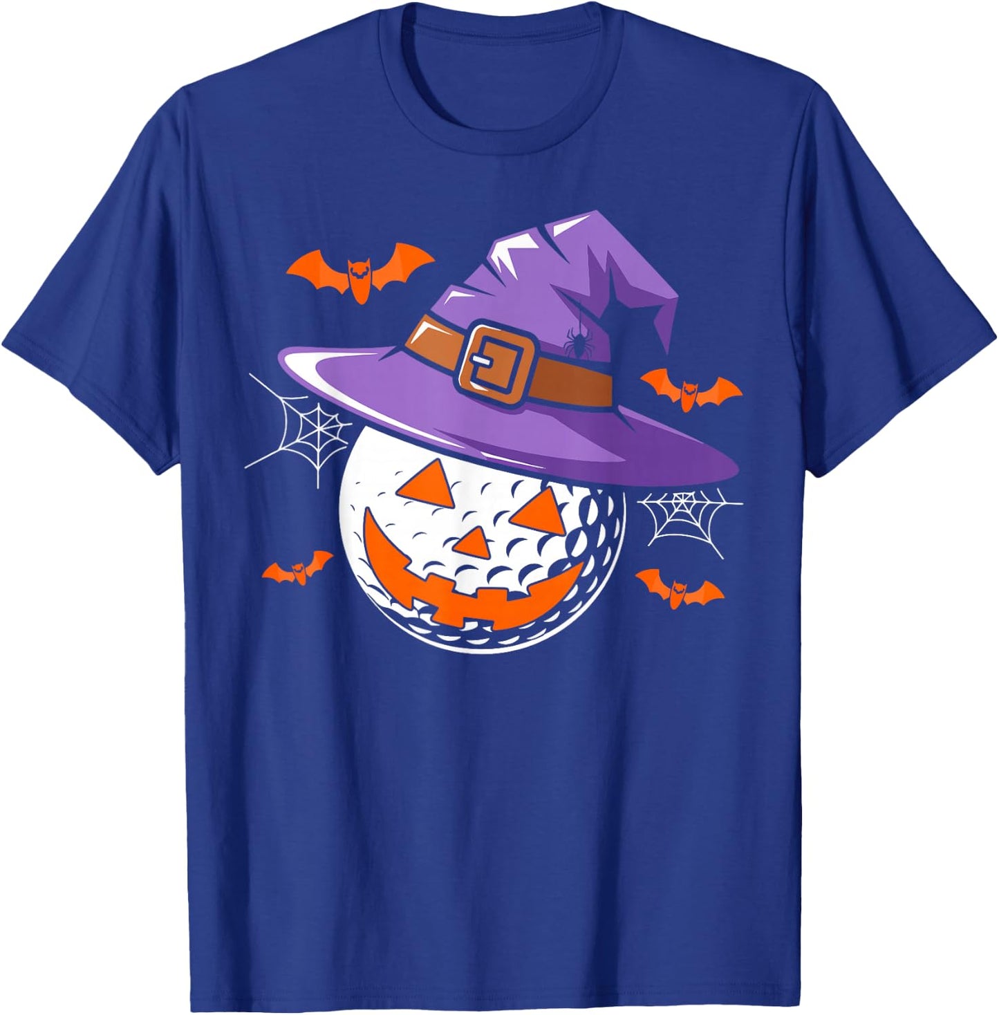 Halloween Golf Ball Witch Hat Pumpkin Spooky Bat Web Lover T-Shirt - T-Shirt | Royal