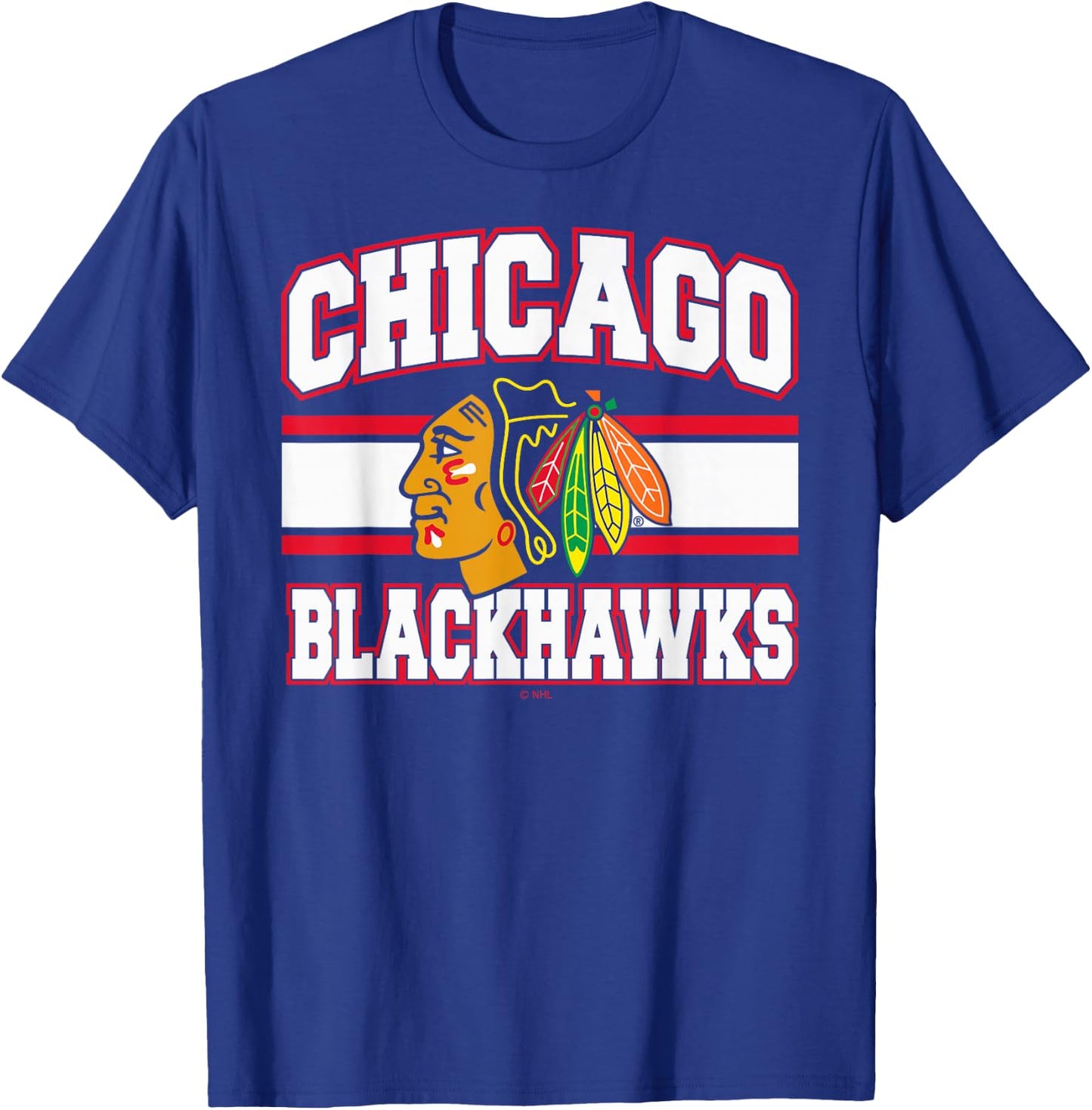 Chicago Blackhawks Stripe Black Officially Licensed T-Shirt - T-Shirt | Royal