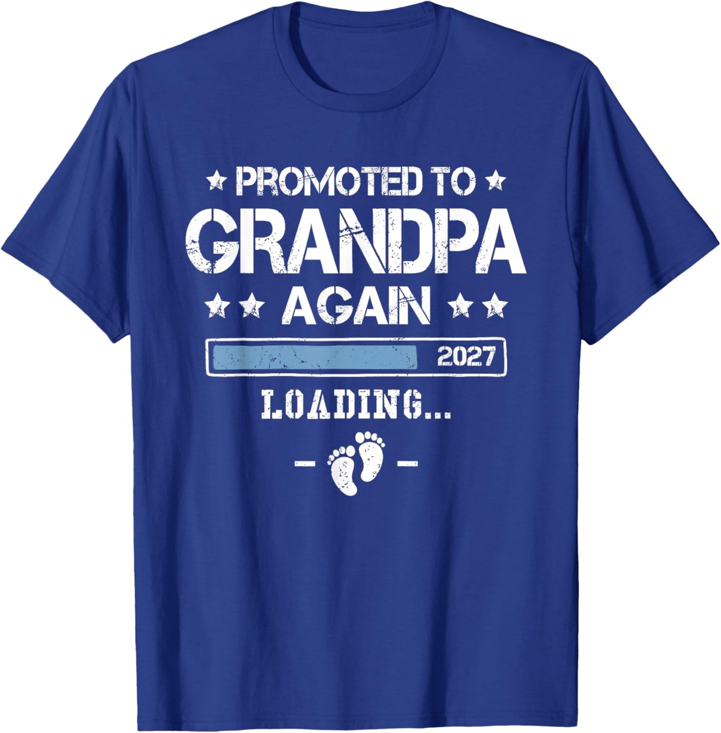 Promoted to Grandpa Again 2027 2nd Time Grandpa Announcement T-Shirt - T-Shirt | Royal
