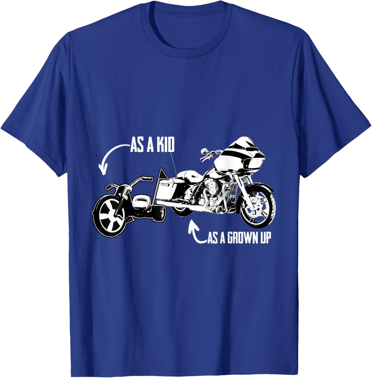 Men's Kid's Big Wheel Tricycle Road Glide Motorcycle Design T-Shirt - T-Shirt | Royal