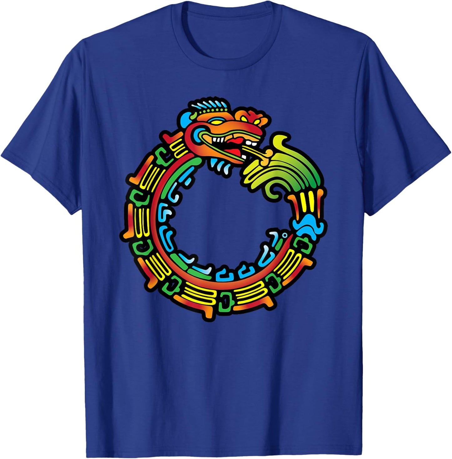 Aztec Ouroboros Quetzalcoatl Feathered Serpent Mayan T-Shirt - T-Shirt | Royal