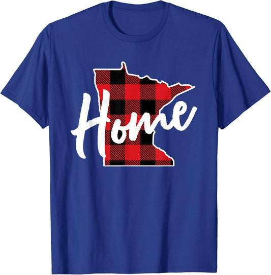 Lumberjack Buffalo Plaid Minnesota Home State Gift T-Shirt - T-Shirt | Royal