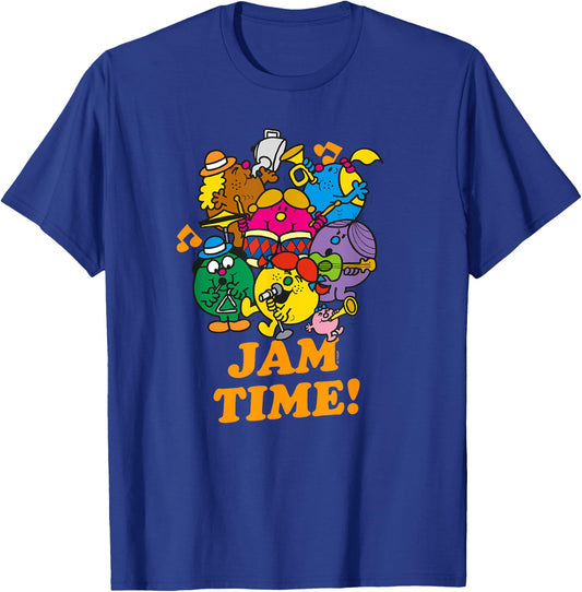 Mr. Men Little Miss Retro Music Jam Time T-Shirt - T-Shirt | Royal