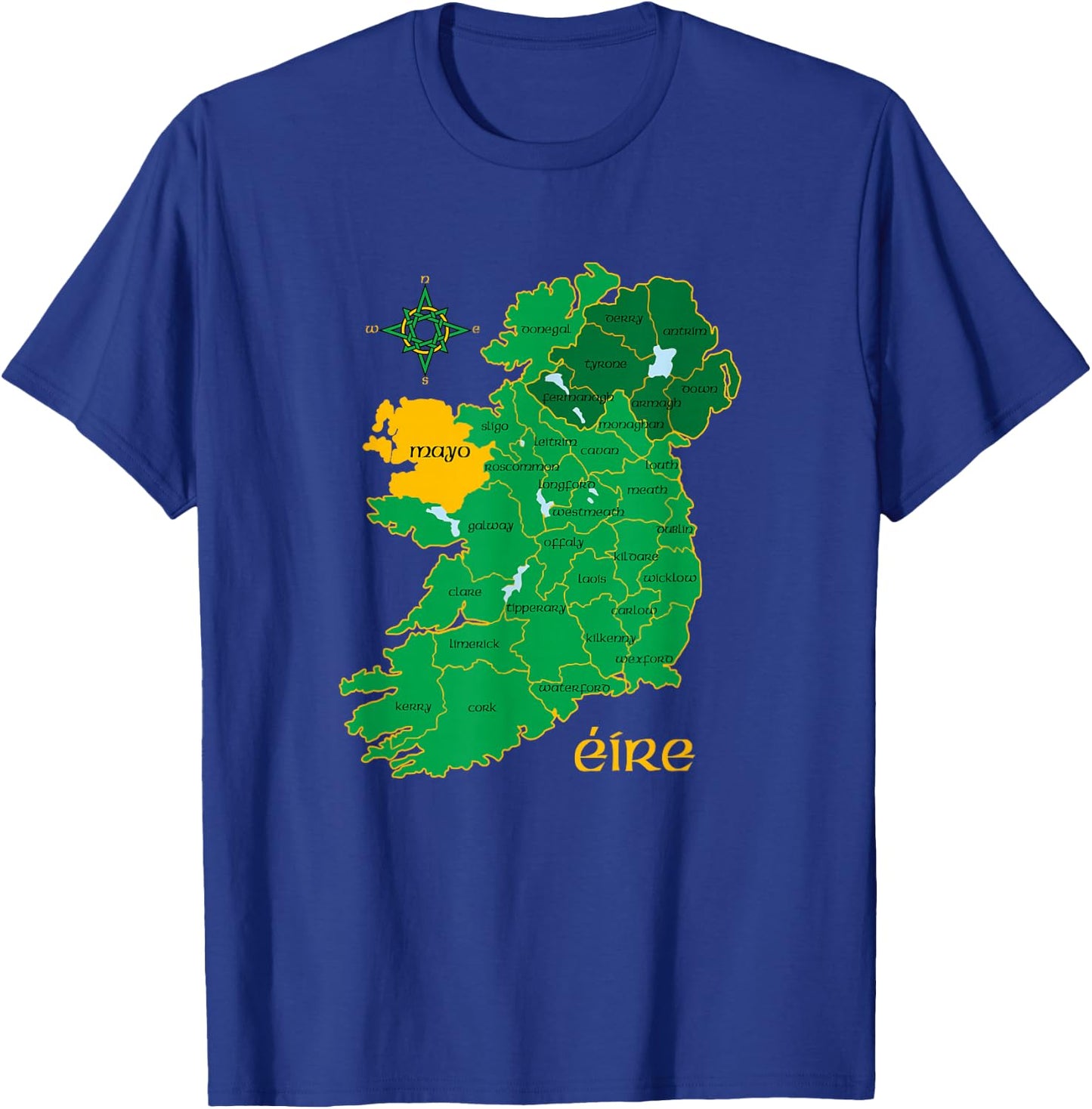 Mayo Ireland T Shirt Irish County Map Eire Irish Travel T-Shirt - T-Shirt | Royal