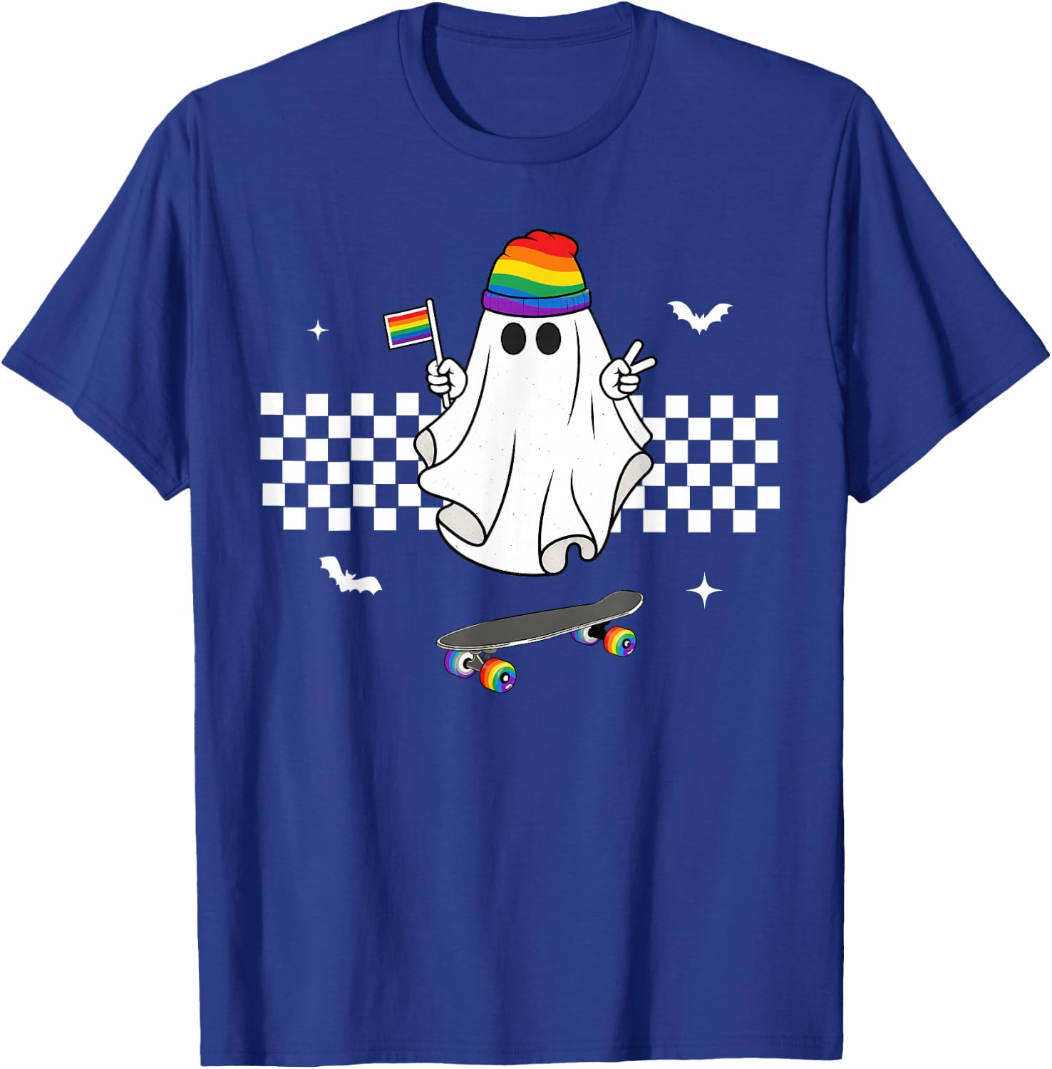 Gay Ghost Skateboard Rainbow Flag LGBT Pride Men Women T-Shirt - T-Shirt | Royal