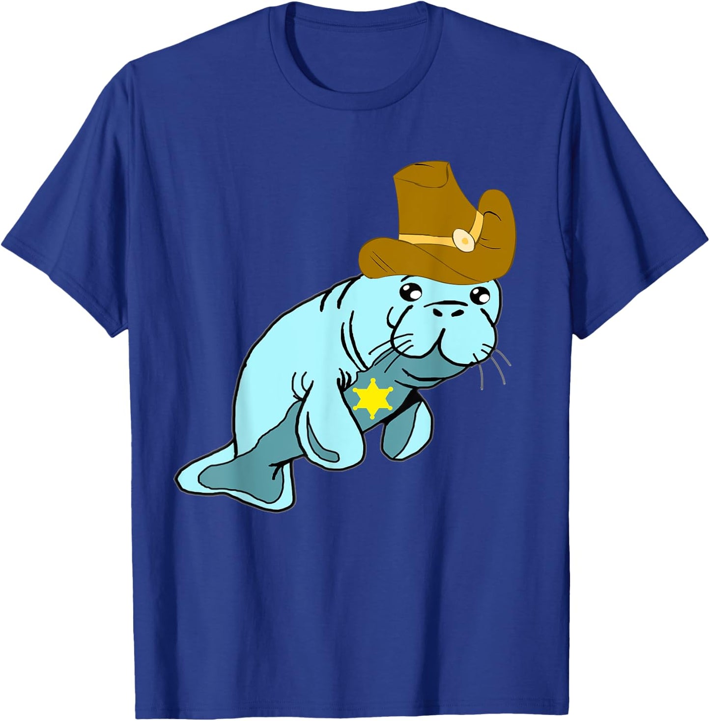 Cowboy Manatee Floaty Dugong Sea Cows Sheriff Rancher T-Shirt - T-Shirt | Royal