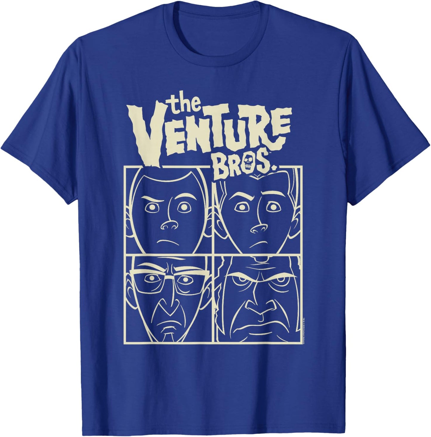 Adult Swim Venture Bros. Adult Men's Black Cartoon Themed Cartoon Patterned Classic Style with & Short Sleeves - Small T-Shirt - T-Shirt | Royal