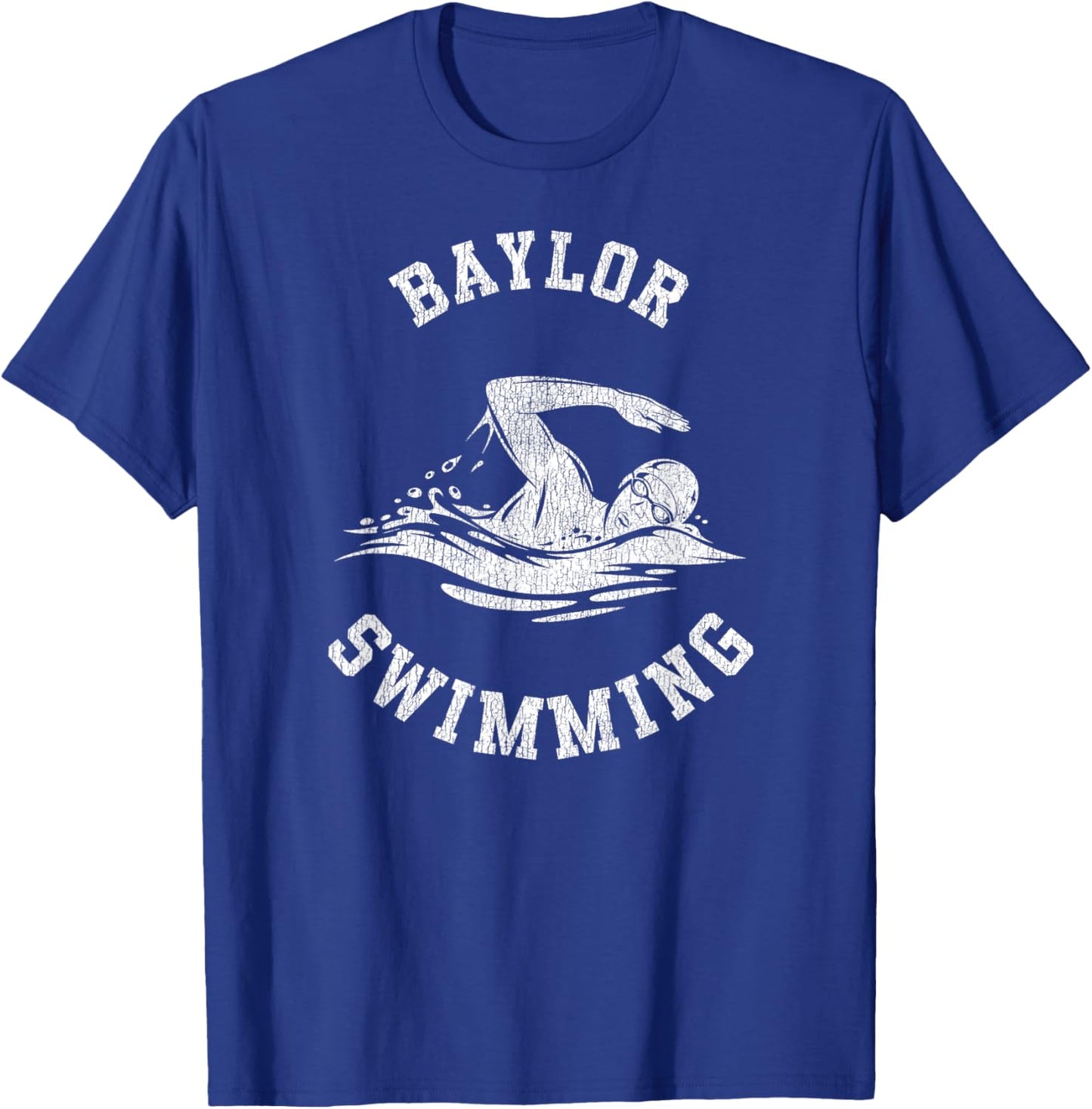 Baylor Swimming Retro Distressed Swim Team Graphic T-Shirt - T-Shirt | Royal