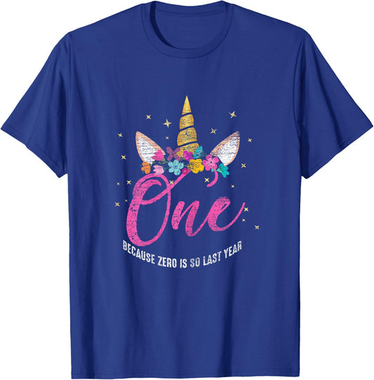 1 Year Old Birthday Girl Gifts Unicorn 1st Birthday T-Shirt - T-Shirt | Royal