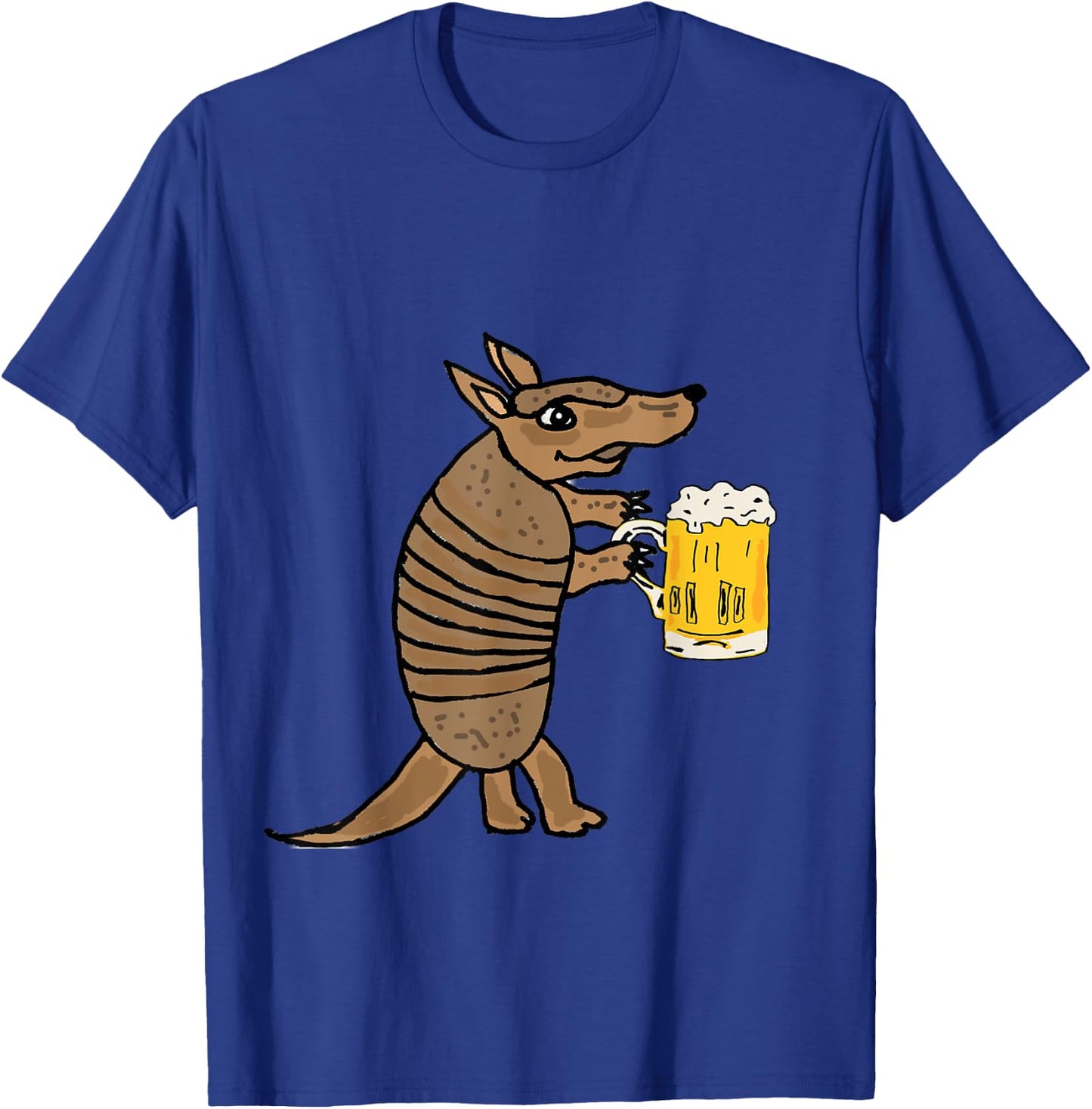 Smilemoretees Funny Armadillo Drinking Beer T-Shirt - T-Shirt | Royal