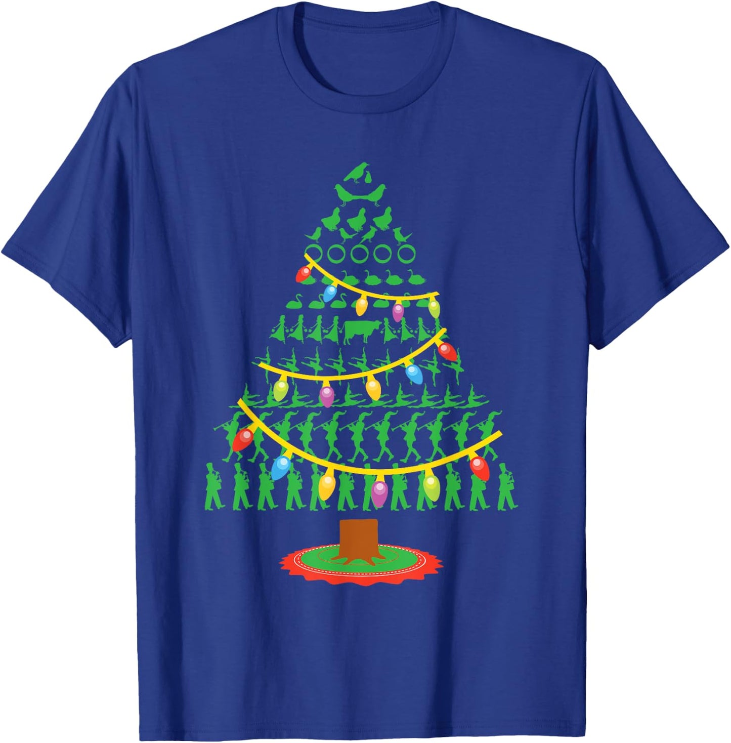 Twelve Days of Christmas Tree T Shirt T-Shirt - T-Shirt | Royal