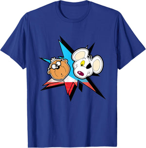 Danger Mouse & Penfold Heads Retro T-Shirt - T-Shirt | Royal