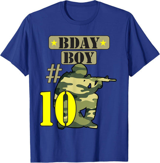 10Th Birthday Boy Camo -Ten years old -Camouflage T-Shirt - T-Shirt | Royal
