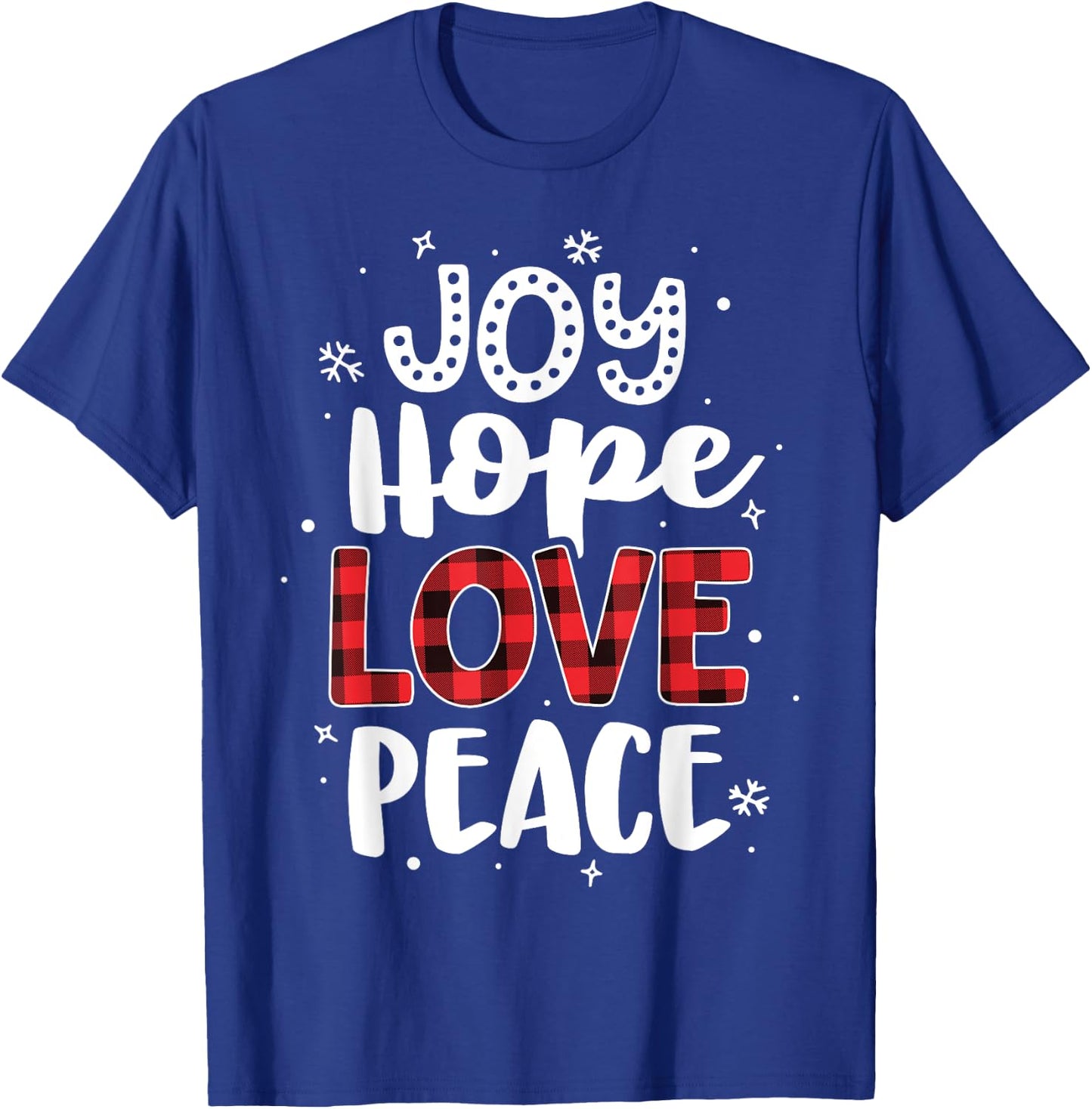 Joy Hope Love Peace Red Buffalo Plaid Christmas Mom Women T-Shirt - T-Shirt | Royal