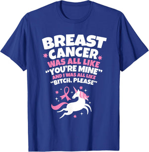Breast Cancer Funny Unicorn Bitch Please Quote T-Shirt - T-Shirt | Royal
