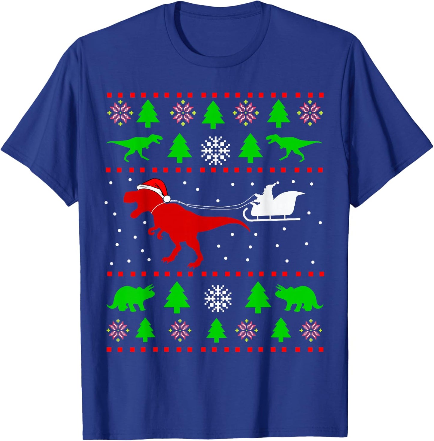 Dinosaur Ugly Christmas Sweater for Adults Kids T-Shirt - T-Shirt | Royal