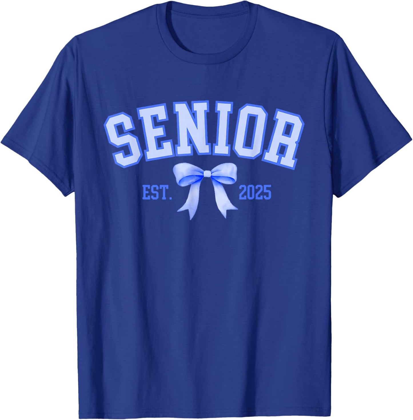 Senior 2025 Coquette Class of 2025 Blue Bows Retro T-Shirt - T-Shirt | Royal
