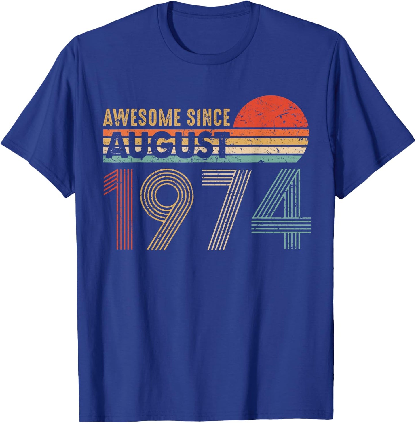 Awesome Since AUGUST 1974 45th Birthday Gift Sunset T-Shirt - T-Shirt | Royal