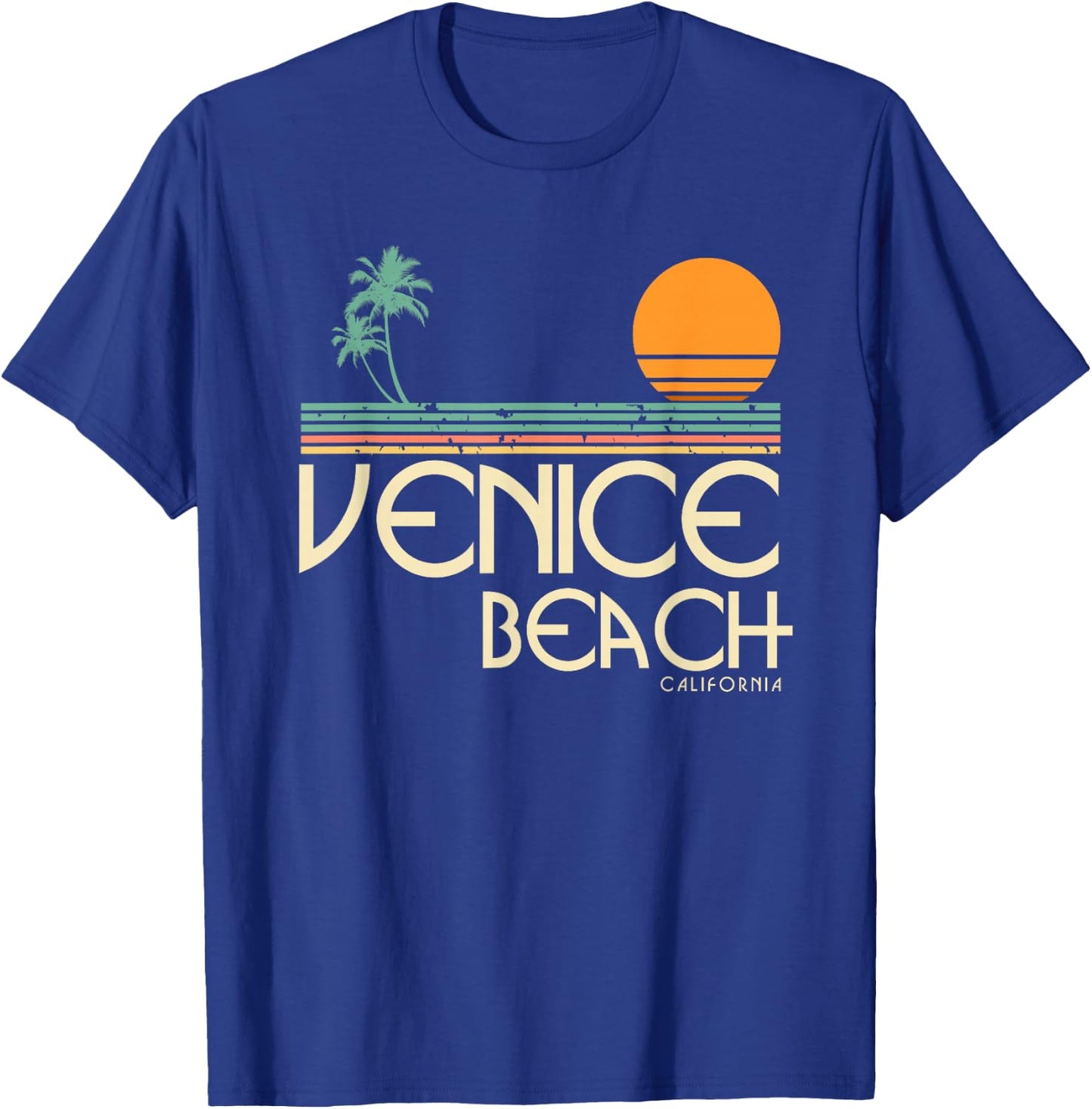 Vintage Venice Beach California Sunset Palms T-Shirt - T-Shirt | Royal