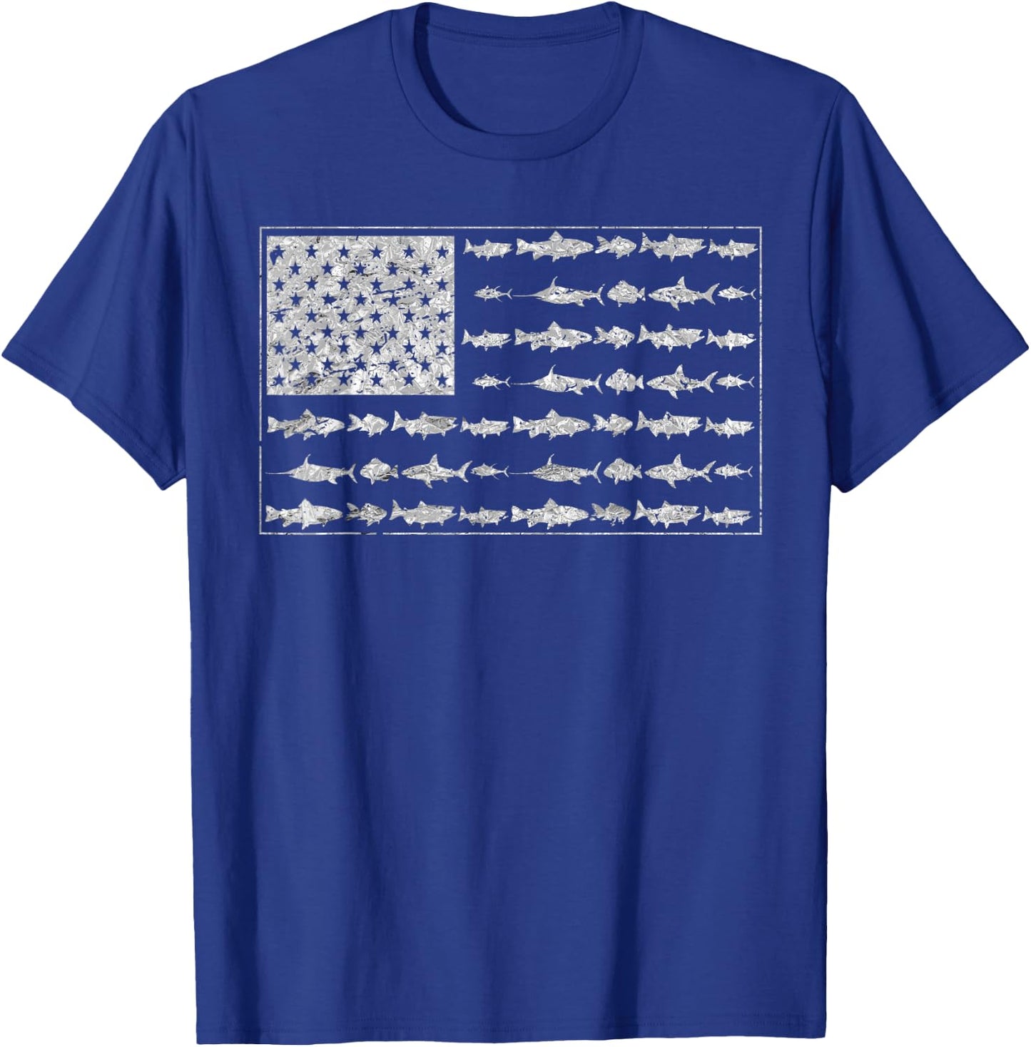 Salty Dad Gift Saltwater Fishing American Flag Ocean Fish T-Shirt - T-Shirt | Royal