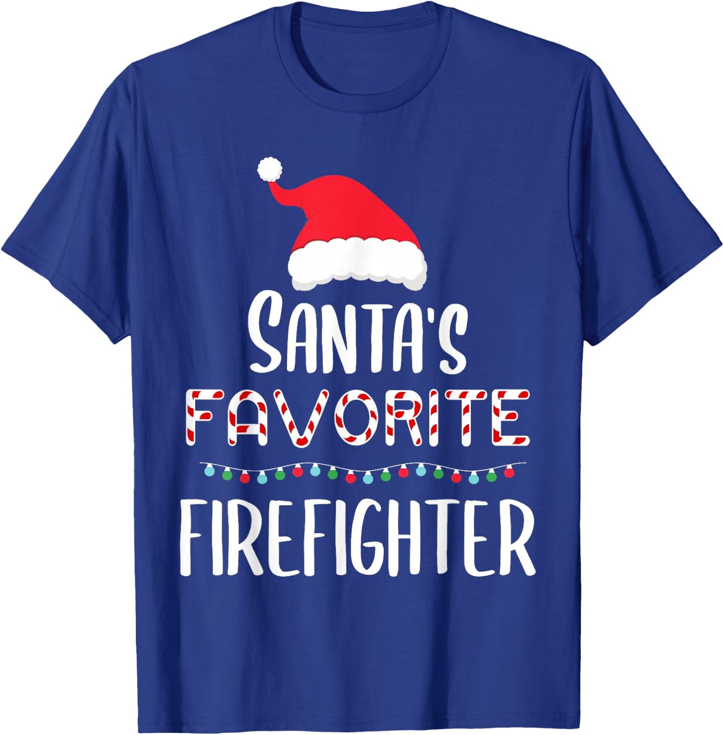 Santas Favorite Firefighter Pajamas Xmas Firefighter Costume T-Shirt - T-Shirt | Royal