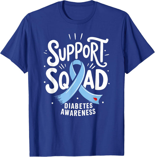 Support Squad Diabetes Awareness T1D T2D T-Shirt - T-Shirt | Royal