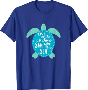 Live In The Sunshine Swim In The Sea Turtle T-Shirt - T-Shirt | Royal