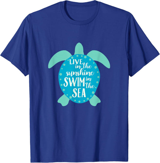 Live In The Sunshine Swim In The Sea Turtle T-Shirt - T-Shirt | Royal