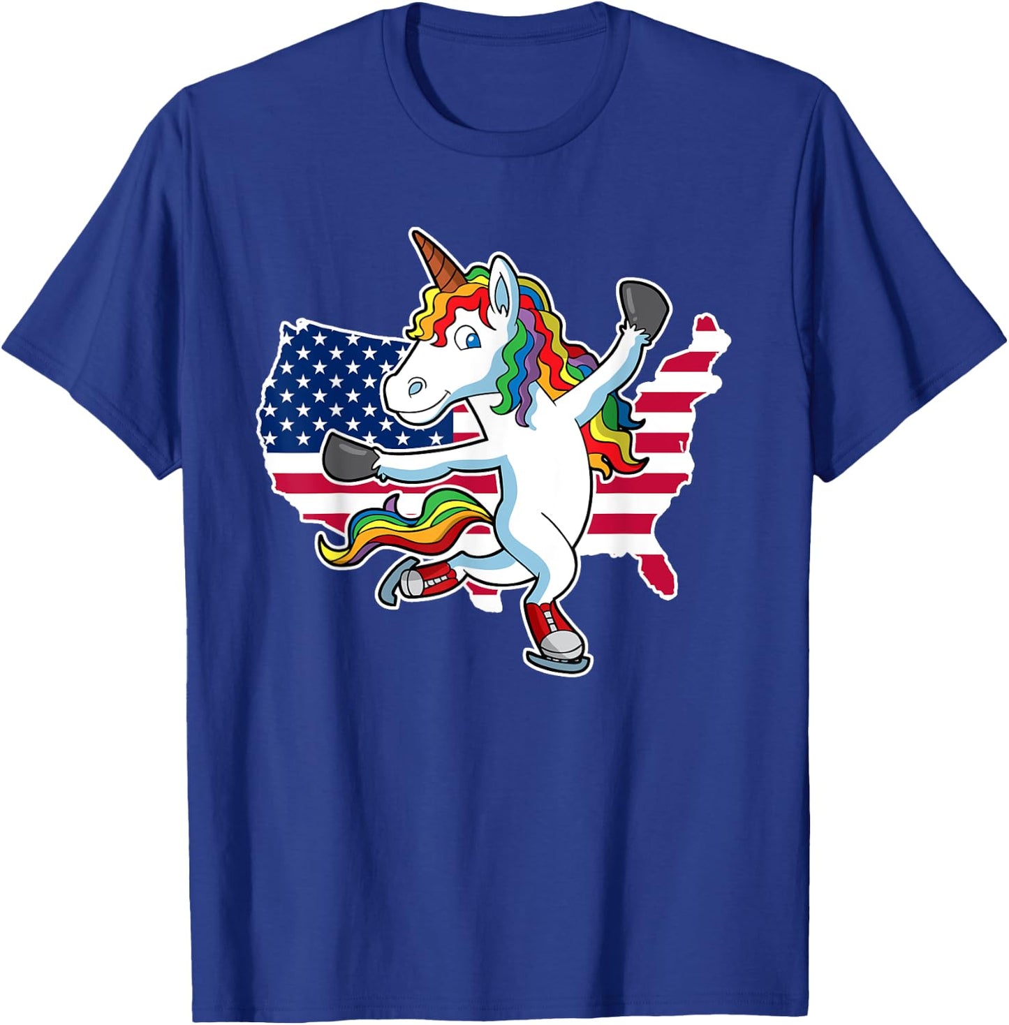 Unicorn Figure Skating USA Shirt T-Shirt - T-Shirt | Royal