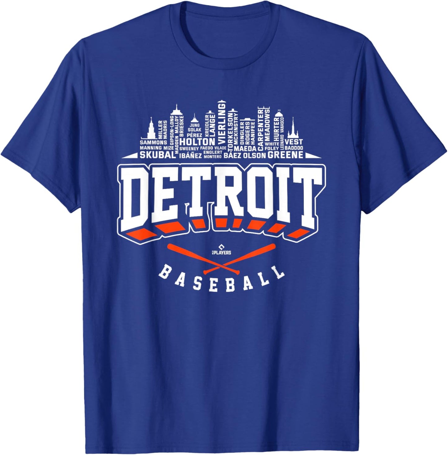 2024 Skyline Word Art Tarik Skubal Detroit Baseball MLBPA T-Shirt - T-Shirt | Royal