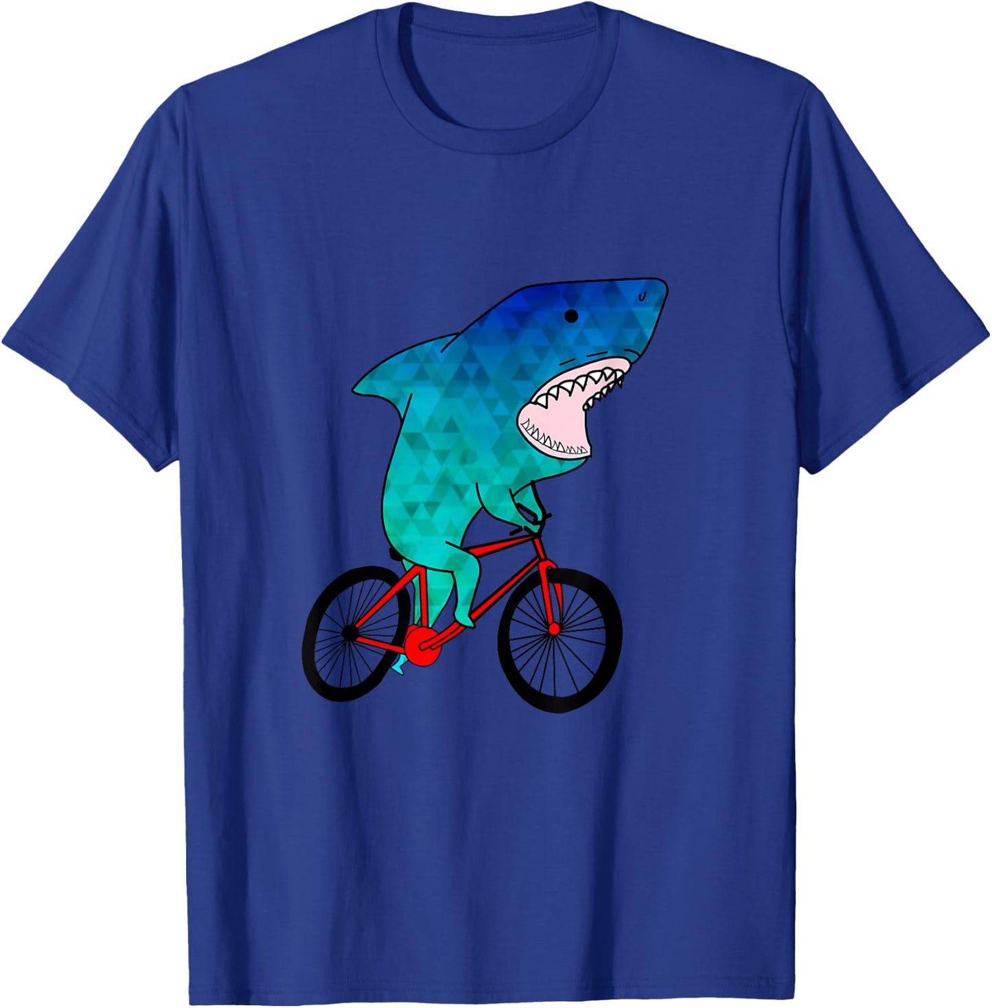 Cute Shark - On A Bicycle - Ocean Animals T-Shirt - T-Shirt | Royal