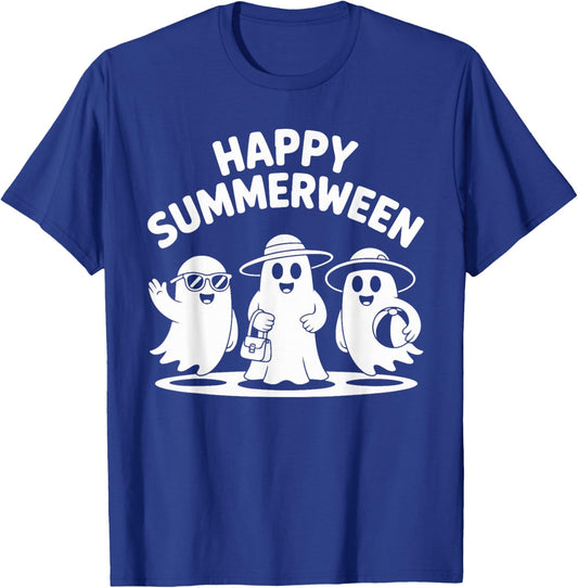 Happy Summerween Ghosts Vibes Fun Halloween T-Shirt - T-Shirt | Royal