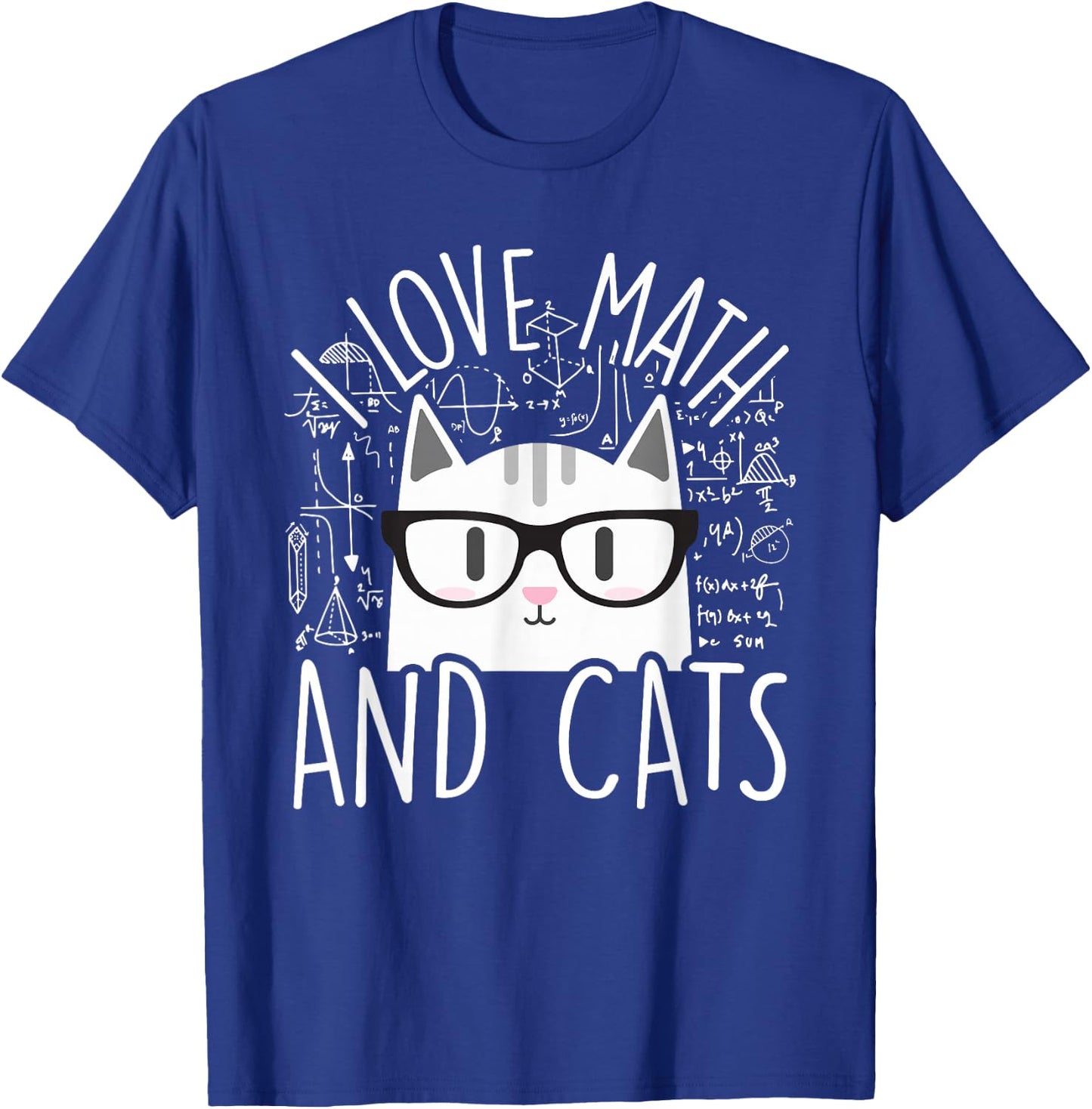 I Love Math and Cats Cute Kitty Cat Feline Lover Gift Small T-Shirt - T-Shirt | Royal