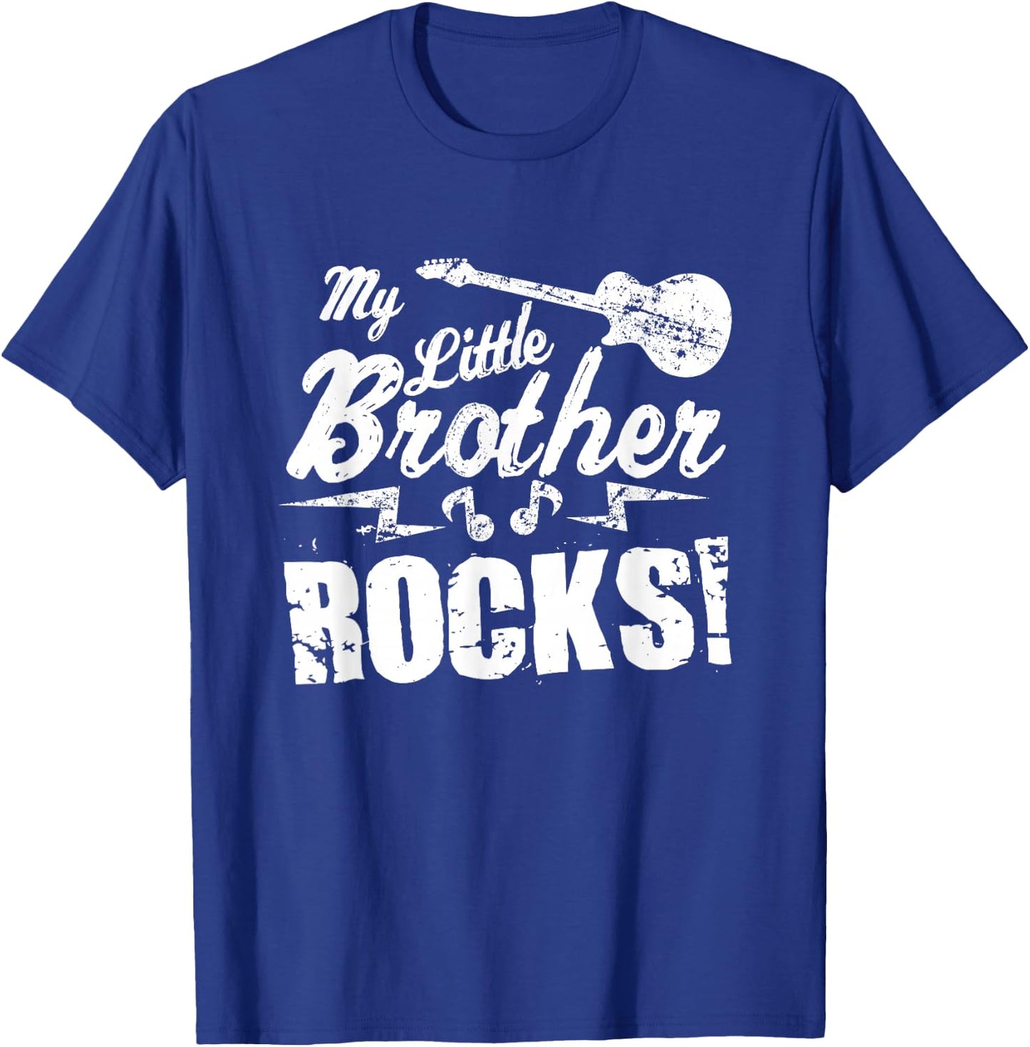 My Little Brother Rocks - Guitar Rock n Roll Funny Gift T-Shirt - T-Shirt | Royal